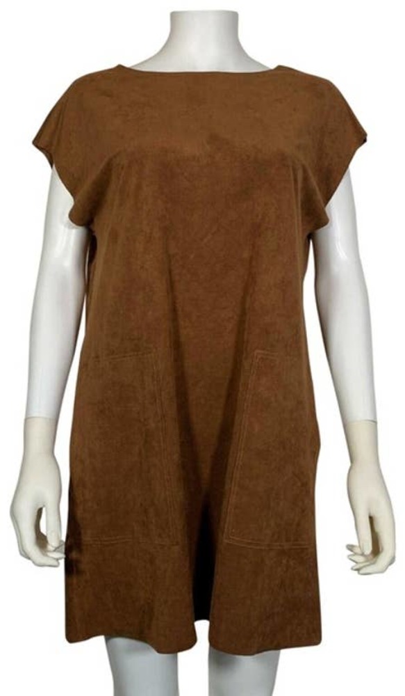Aritzia Wilfred Free Faux Suede Brown Shift Nori Dress Size Medium